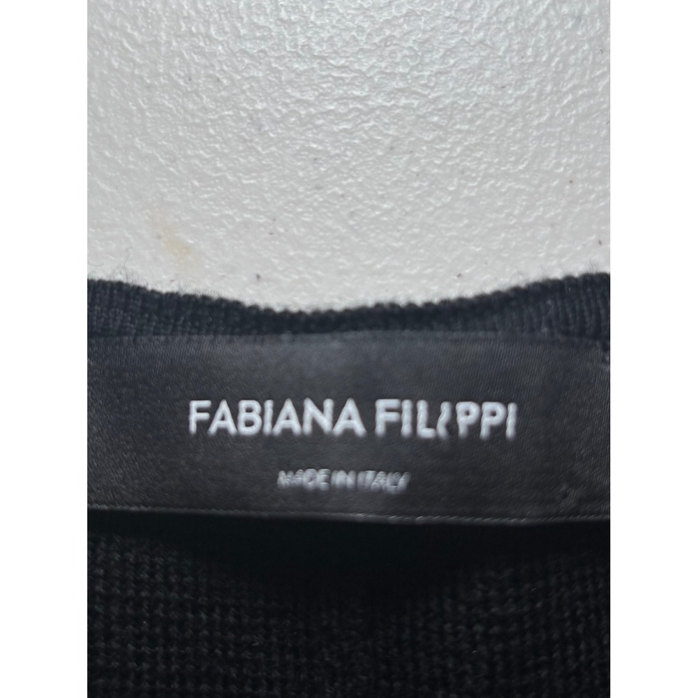 Fabiana Filippi Wool Dress XXL Black Merino Long Sleeve Italy - Picture 6 of 11